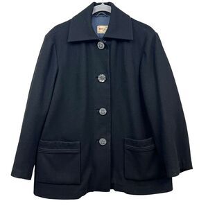 Fengyi Womens Wool Coat Collared Button Pockets Lined Black Size L‎